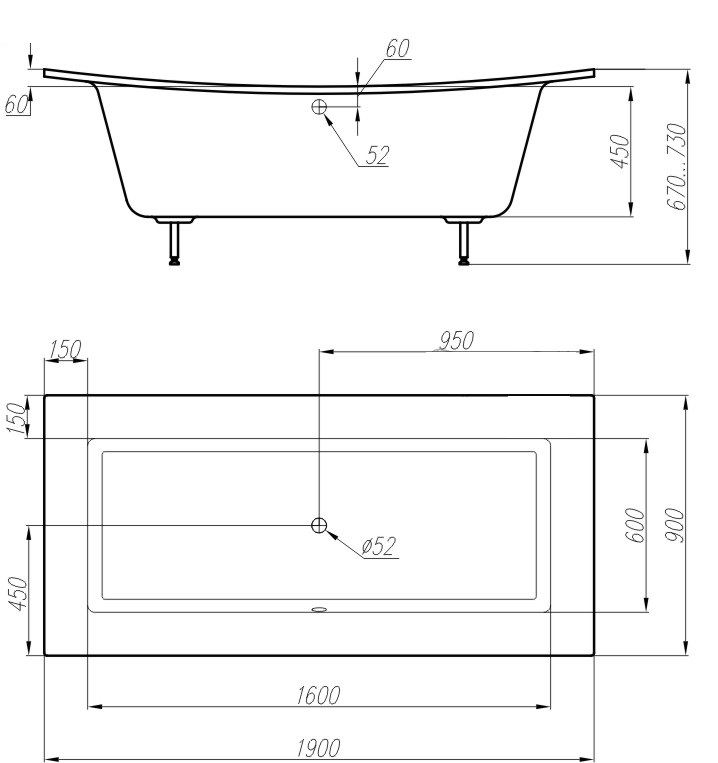Астра-Форм Нагано 190*90 ванна литой мрамор прямоугольная
