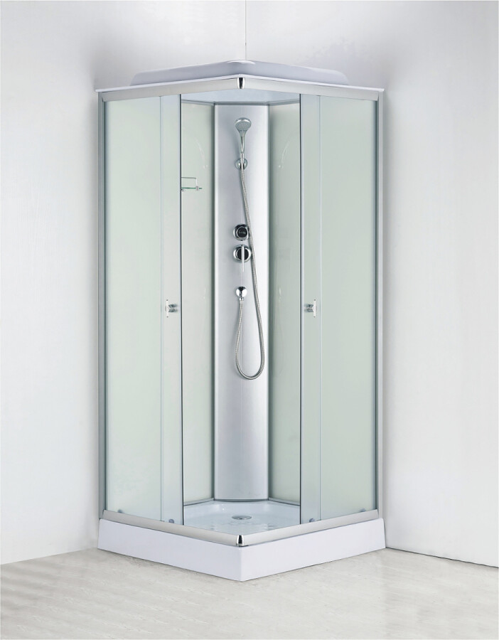 Душевая кабина Loranto 980х980х2150 белое заднее стекло, поддон 14 см, матовое стекло 4 мм, профиль хром матовый CS-992EATM/W-100
