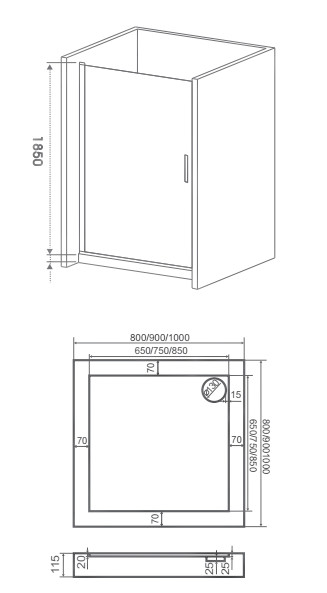 BAS Пандора DR-80-C-CH Душевые двери 80*185 ПД00069