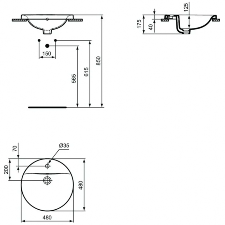 Ideal Standard Connect раковина 48x48 см E504201