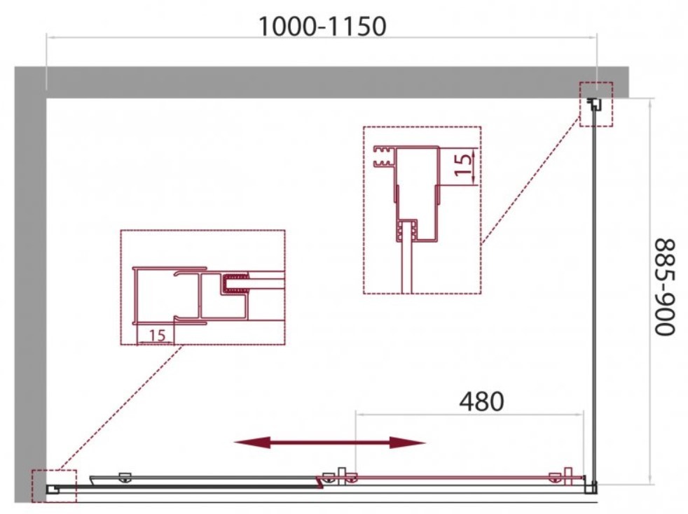 BelBagno UNIQUE-AH-1-100/115-90-C-Cr душевое ограждение