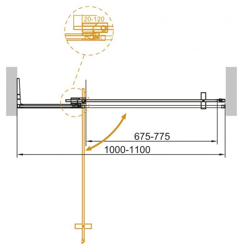Душевая дверь в нишу CEZARES SLIDER-B-1-100/110-C-GM