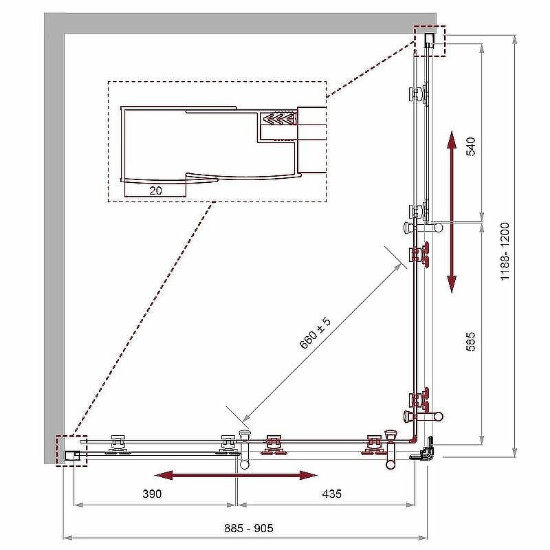 Дверь в проём BelBagno UNO-B-2-120-CH-Cr
