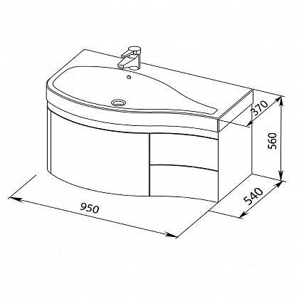 Aquanet Сопрано 95 тумба с раковиной 00212999 подвесная, левая