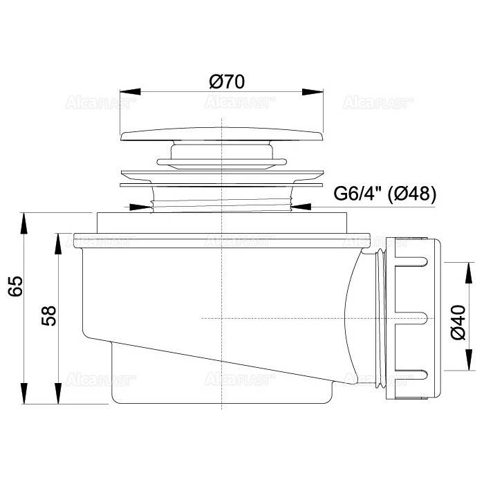 Сифон для душевого поддона AlcaPlast A476 Click-clack