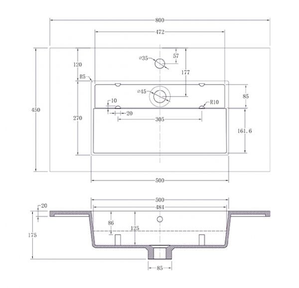 Mirsant Aura 80 тумба УТ000028411 с раковиной Rocks подвесная, подсветка