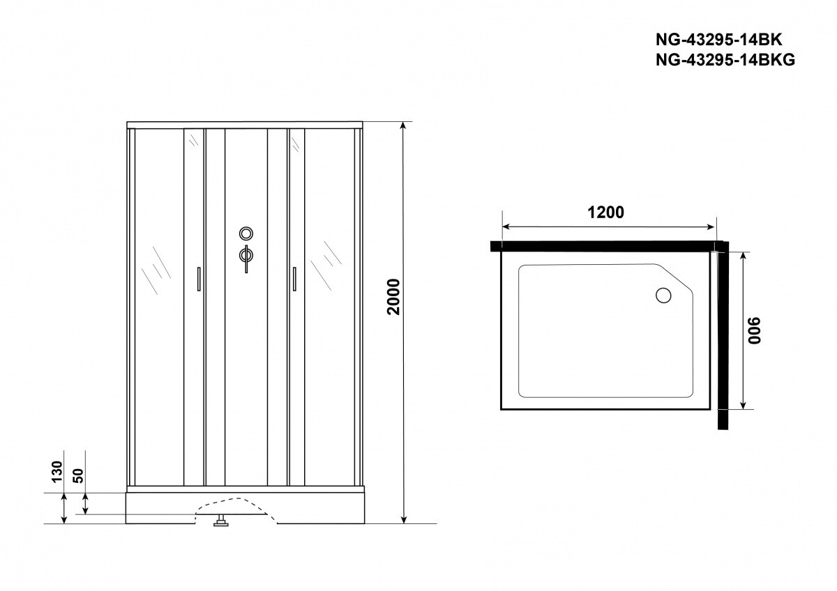 Niagara NG 43295-14QBK Душевая кабина 120x90 Без крыши 432953QBK