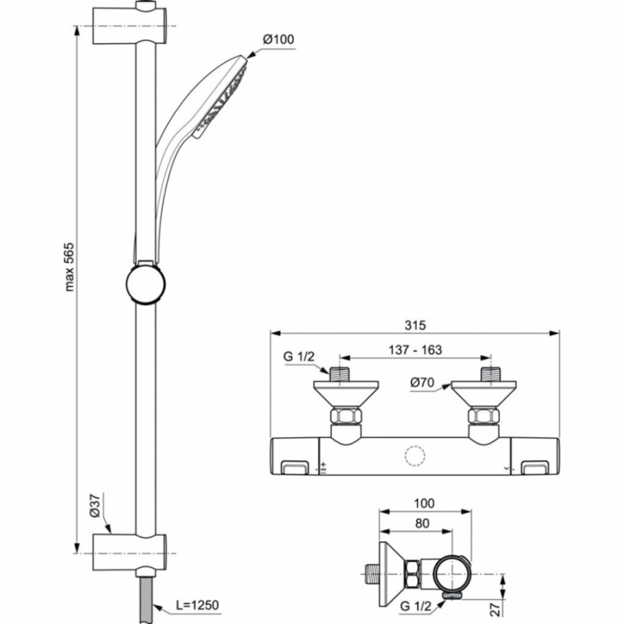 Ideal Standard термостатический смеситель для душа A7203AA
