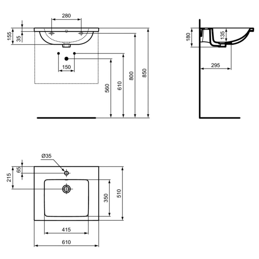 Ideal Standard i.life раковина 61х51 см T460501