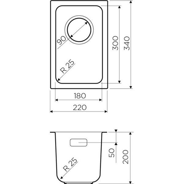 Omoikiri Tadzava 22-U-IN 4993734 кухонная мойка нержавеющая сталь 22x44 см