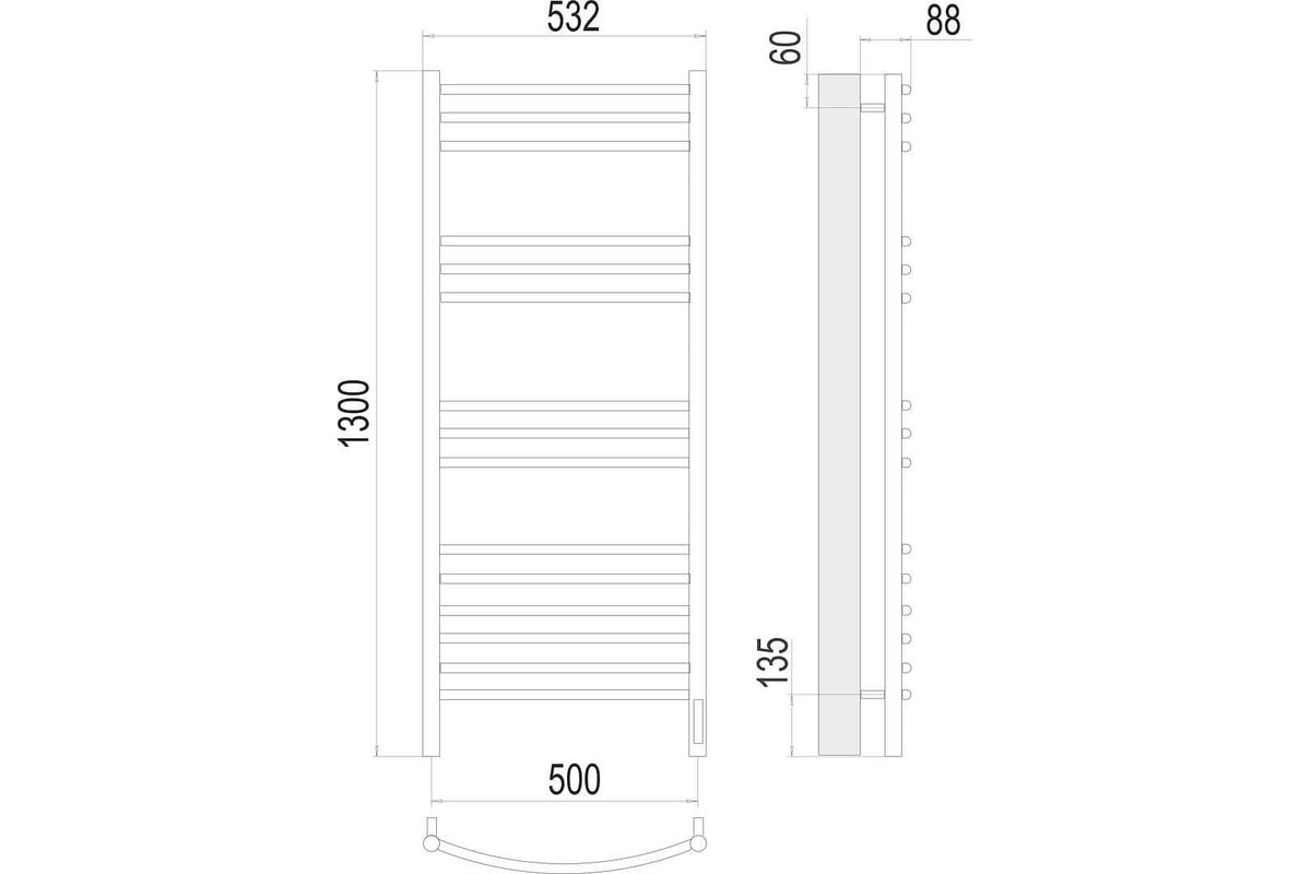 Полотенцесушитель электрический Terminus Классик Люкс Sensor Quick Touch 500/1300 П15 4670078527349
