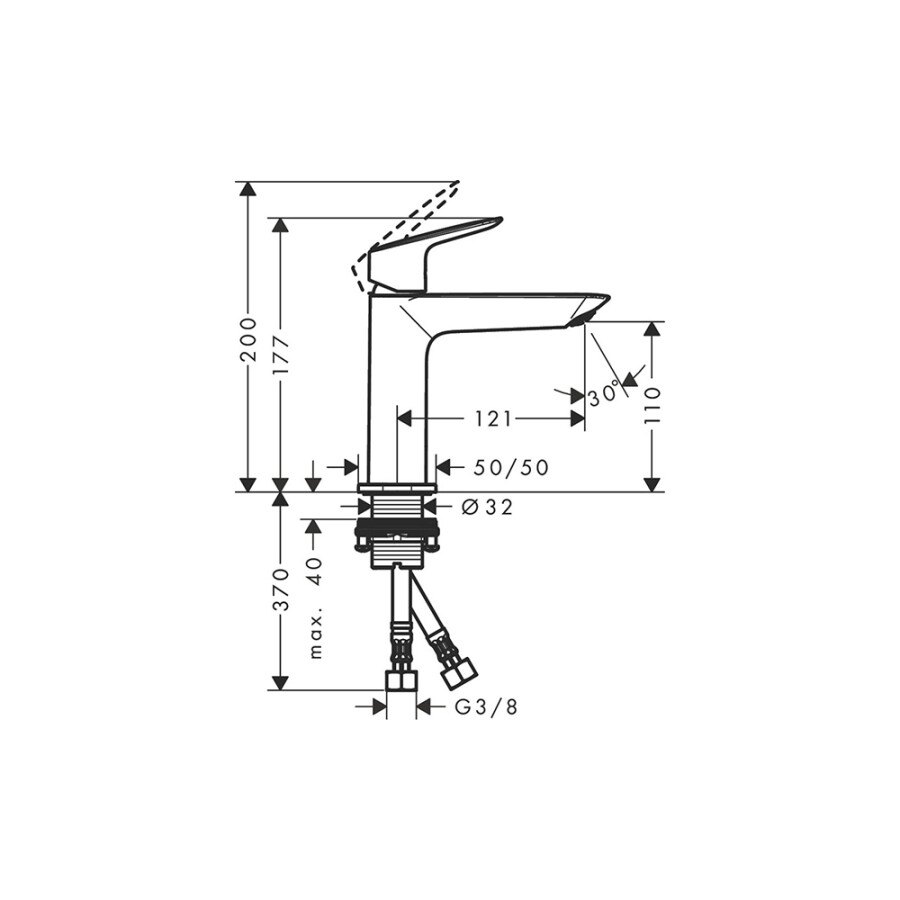 Hansgrohe Logis Смеситель для раковины 110 Fine без сливного гарнитура хром 71253000