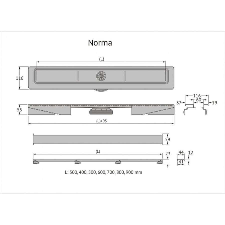 Berges Wasserhaus C1 Norma 095037 Душевой лоток 600 мм