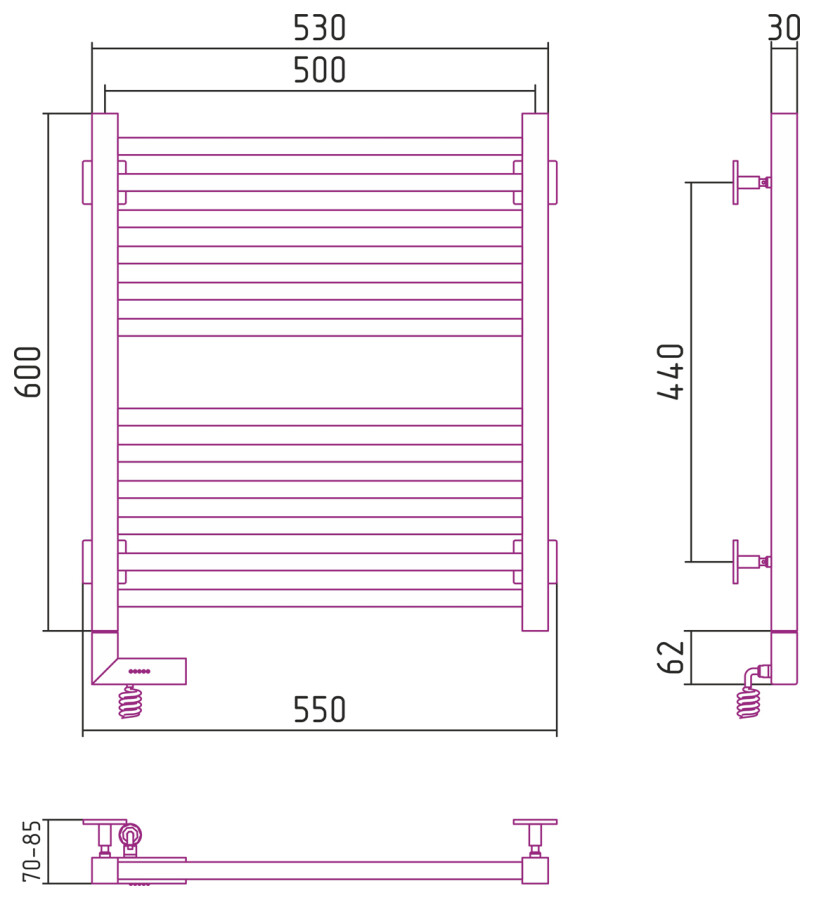 Сунержа Модус 2.0 полотенцесушитель электрический 600*500