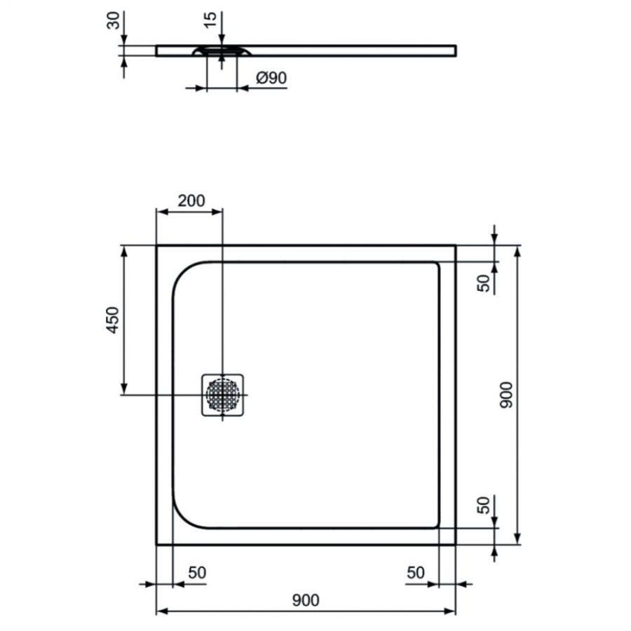 Ideal Standard Ultraflat S душевой поддон 90х90 K8215FS