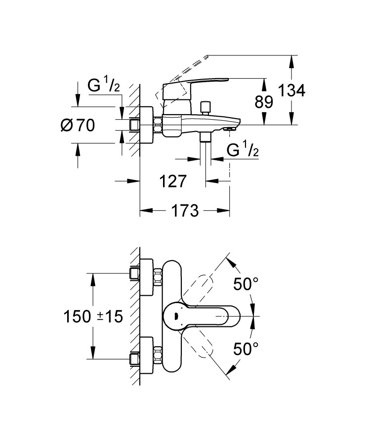 Grohe Eurostyle Cosmopolitan 33591002 смеситель для ванны хром