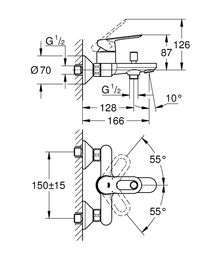 Grohe BauLoop 23603000 смеситель для ванны хром