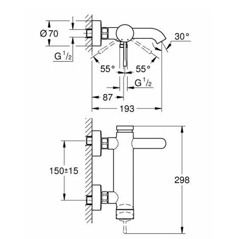 Grohe Essence New 33624DC1 смеситель для ванны суперсталь