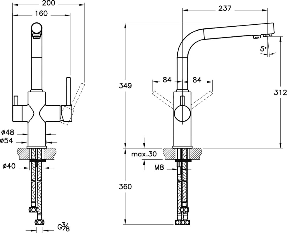 Vitra Split A42144EXP смеситель для кухни хром