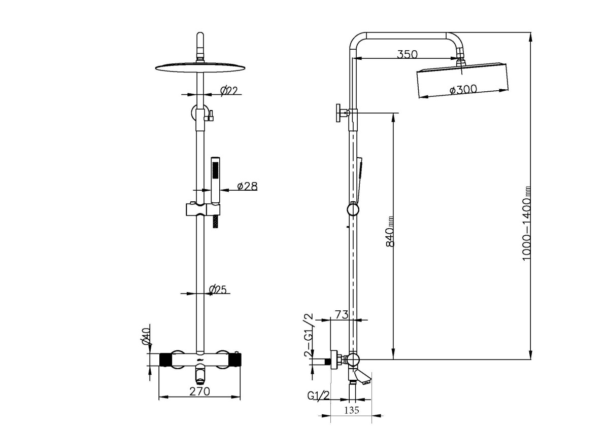 Душевая стойка Boheme Uno с термостатом Shine Gun Metall 468-T-SGM