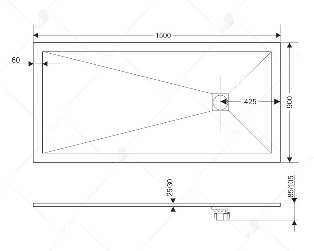 RGW ST душевой поддон 150х90 см 14152915-02