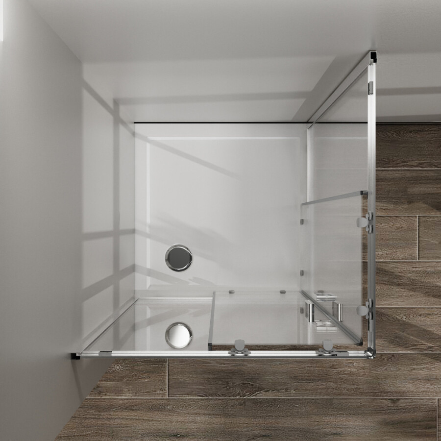 Душевое ограждение Azario Paris 900х900х1950 стекло "Шиншилла" 5 мм, профиль брашированное золото AZ-R06-90-BGL-CHC