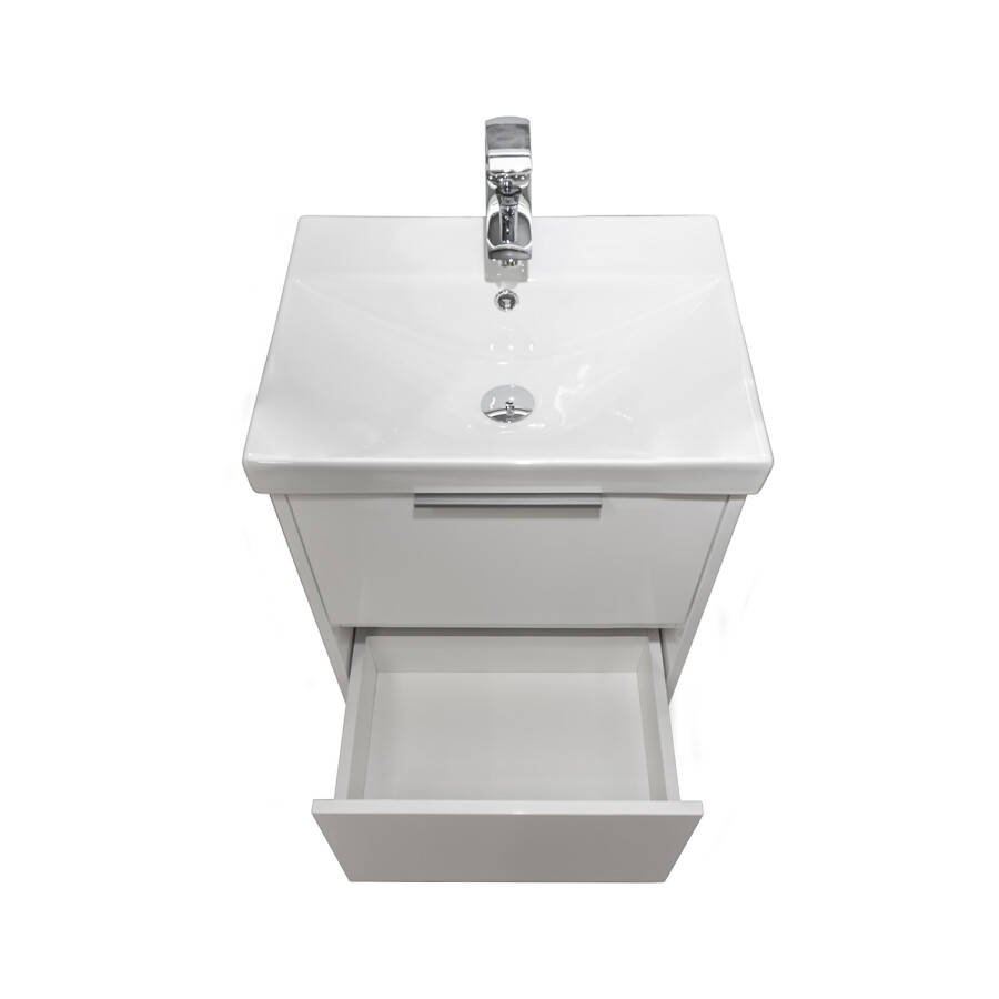 Подвесная тумба-умывальник Comforty Селенга-50 белый глянец с раковиной CF19696BX-50 00-00022684