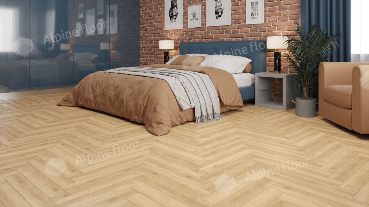 Ламинат Alpine Floor Herringbone LF102-5A Дуб Шампань 606 х 101 х 8 mm