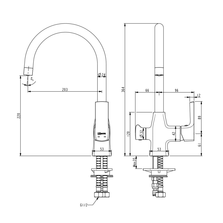 Lemark Ursus LM7261BL смеситель для кухни черный