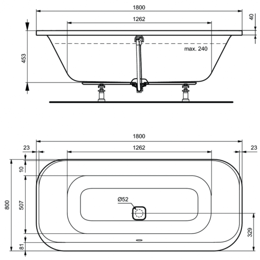 Ideal Standard Tonic ванна акриловая овальная 180х80 K747201