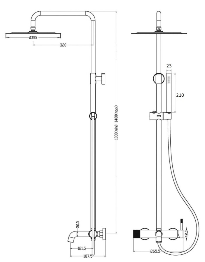 Душевая система Boheme Uno Gun Metall с изливом 468-GM