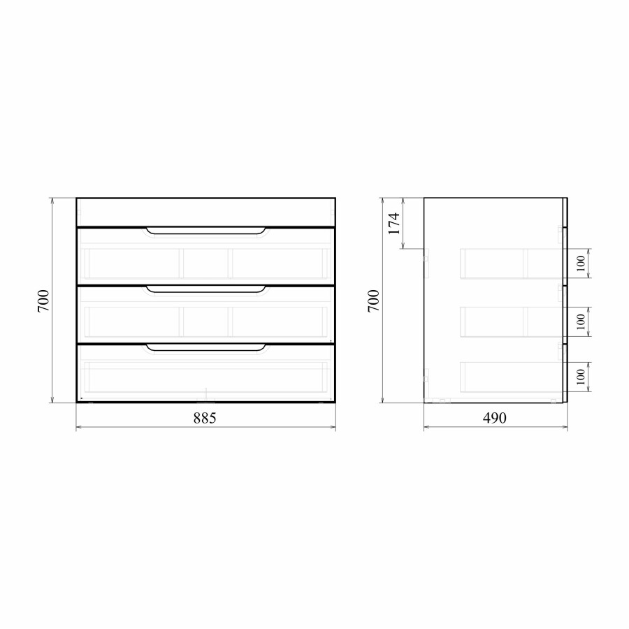 Mirsant Soho Quadro 90 тумба напольная (раковина Deep-90) УТ000085918