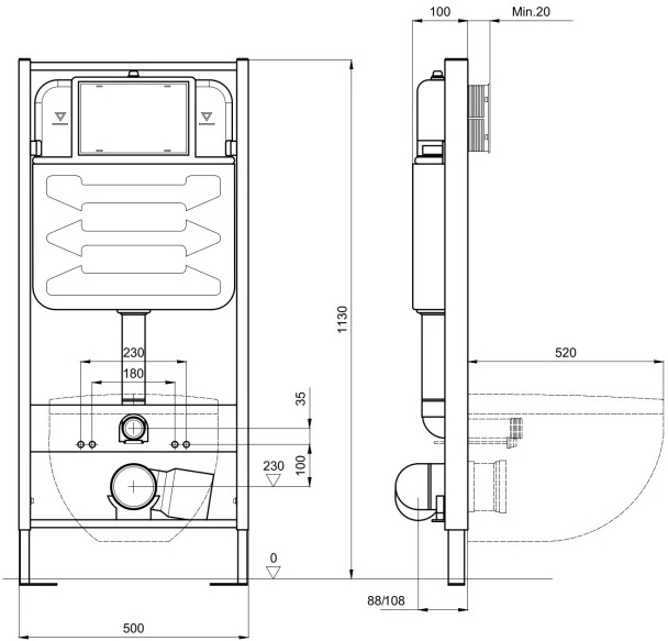 Aquatek Set Европа T унитаз подвесной AQ1900T-00 с инсталляцией INS-0000012 и кнопкой KDI 15