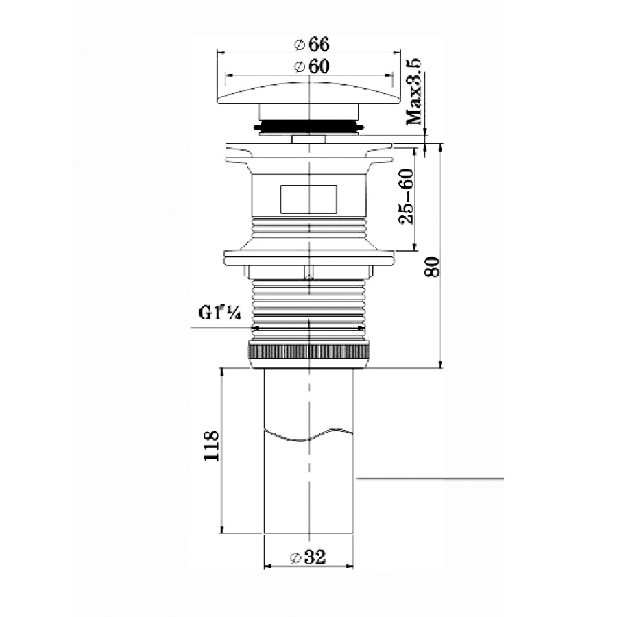 Vincea Solid Surface донный клапан белый матовый DBS-616MW