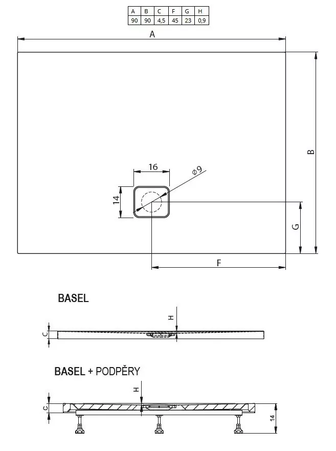 Riho Basel 412 душевой поддон акриловый 90х90 DC221600000000S