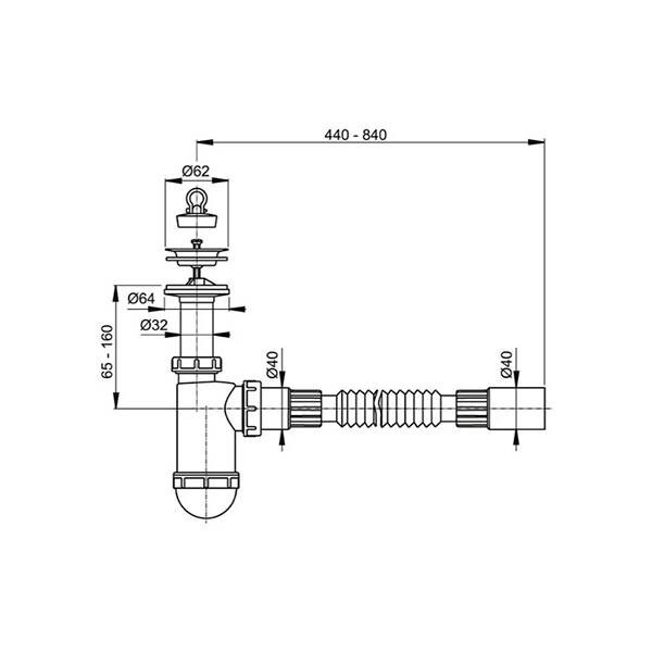 Сифон для умывальника AlcaPlast A41+A710