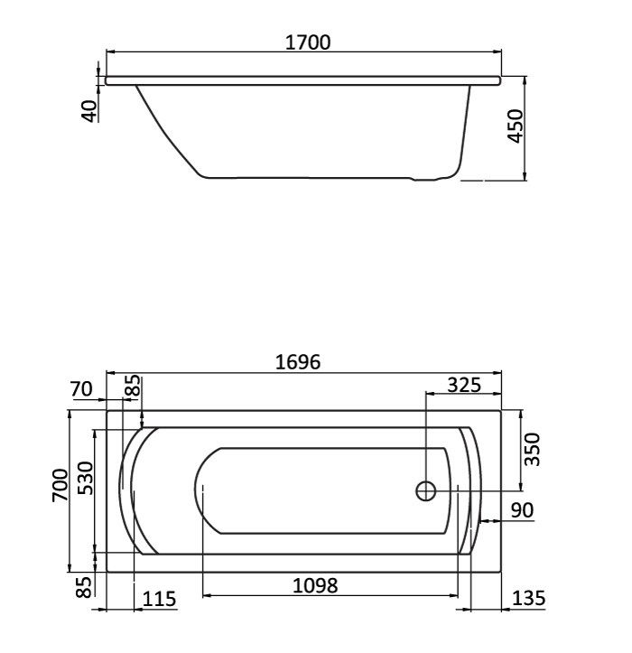 Santek Монако 170*70 ванна акриловая прямоугольная 1.WH11.1.979