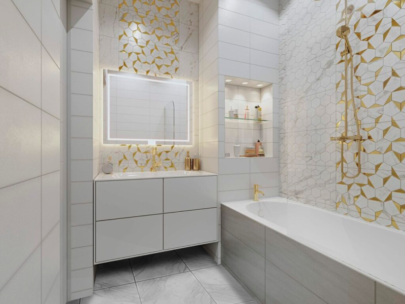 Плитка керамическая Березакерамика Декор Marble Gold белый 30х60