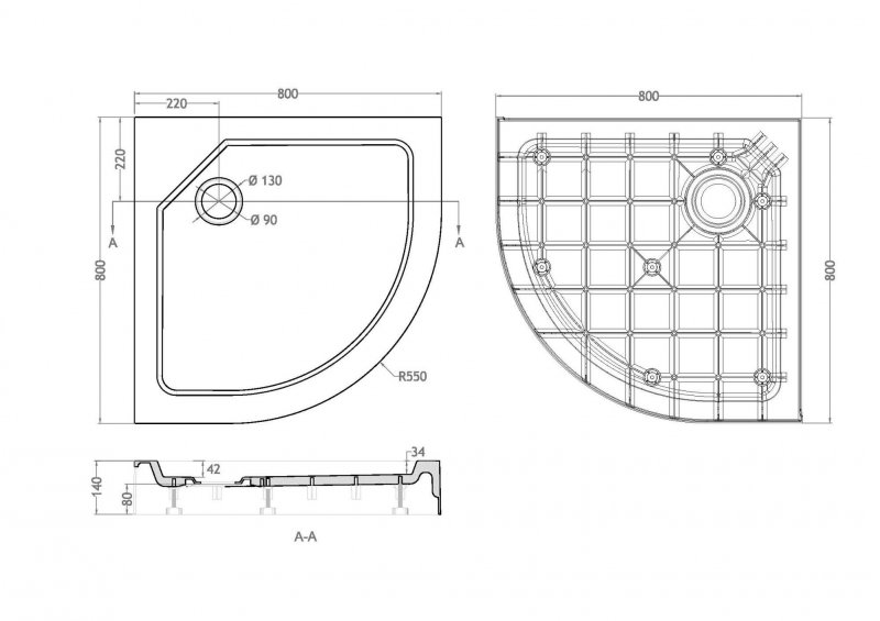 Cezares Tray поддон из стеклокомпозита 80х80 TRAY-SMC-R-80-550-150-W