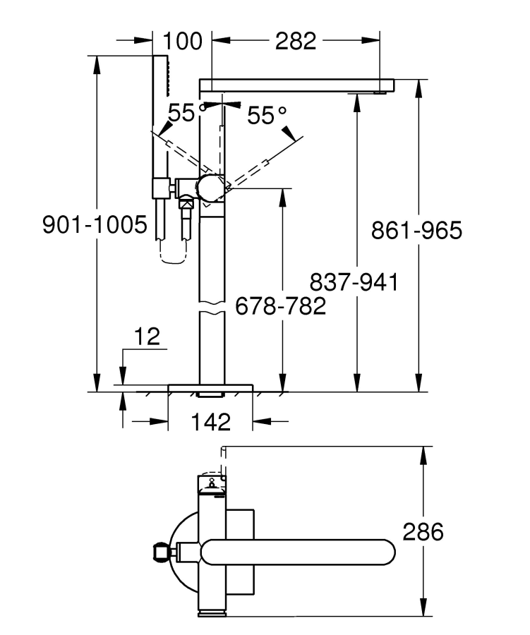 Grohe Plus смеситель для ванны напольный 23846003