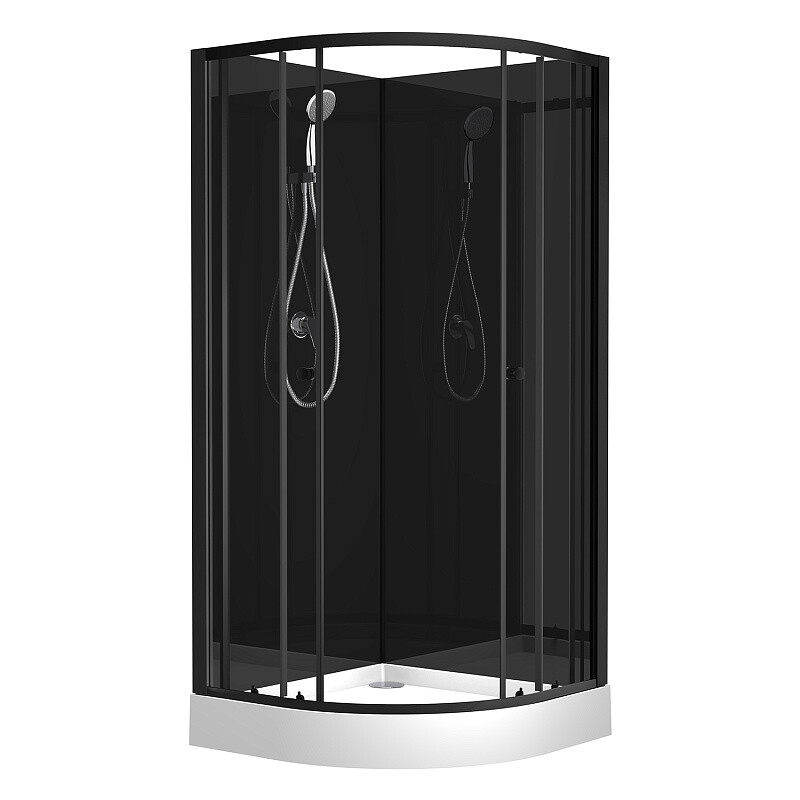Душевая кабина Loranto NEO 90x90x(190+15) c низким поддоном 15см, прозрачное стекло 5 мм, профиль черный-матовый CS-21800BP
