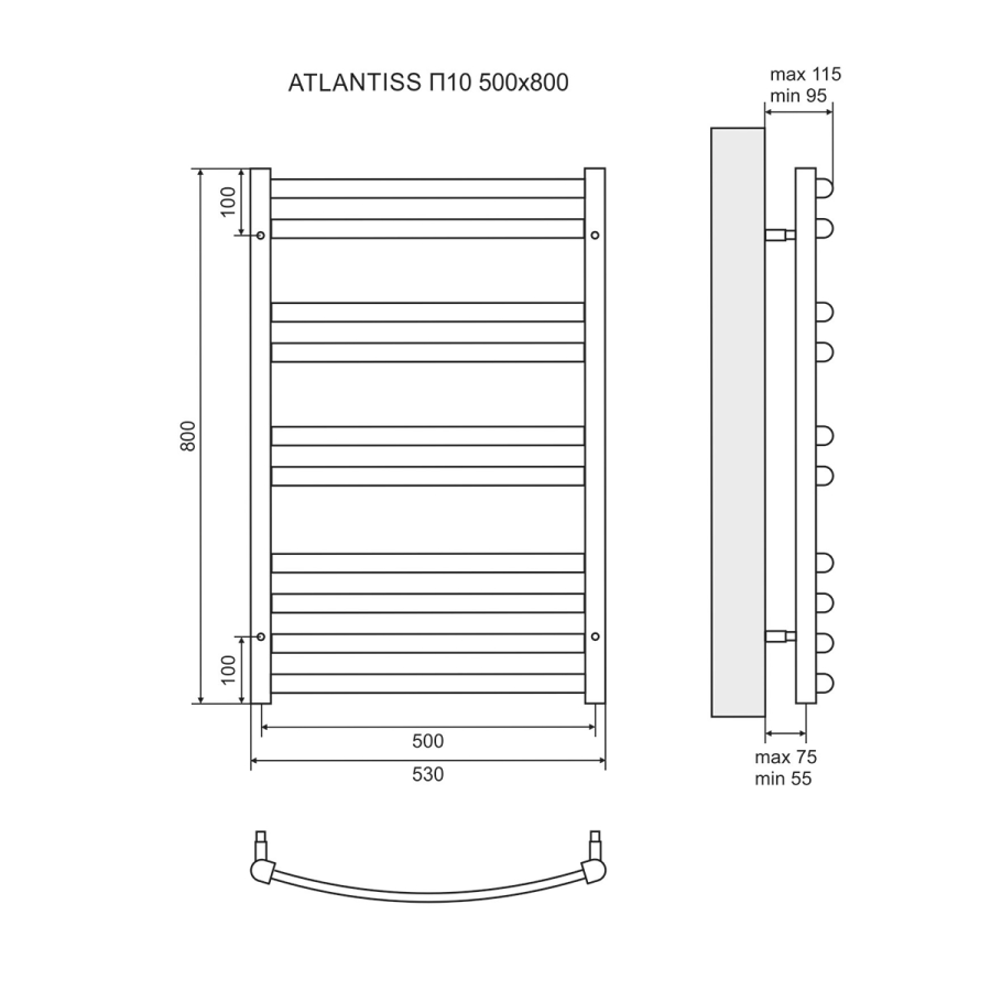 Lemark Atlantiss П10 полотенцесушитель электрический 50х80 LM32810REBL