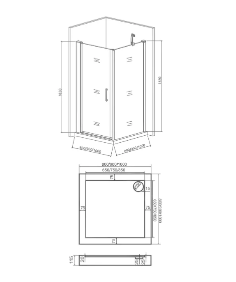 BAS PANDORA CR-90-T-CH душевое ограждение 90х90х185 ПД00041