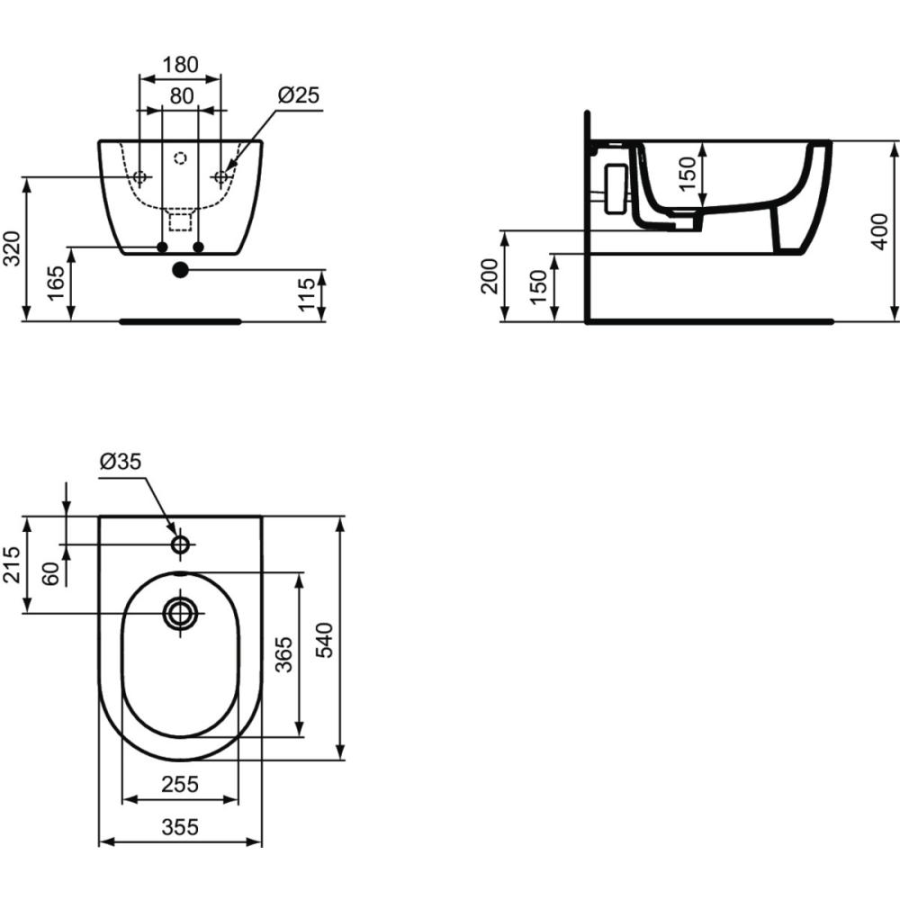 Ideal Standard Curve подвесное биде T375001