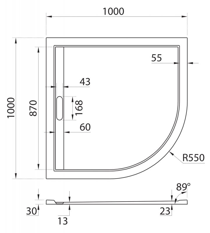 Cezares Tray поддон из иск. мрамора 100х100 TRAY-AS-R-100-30-W