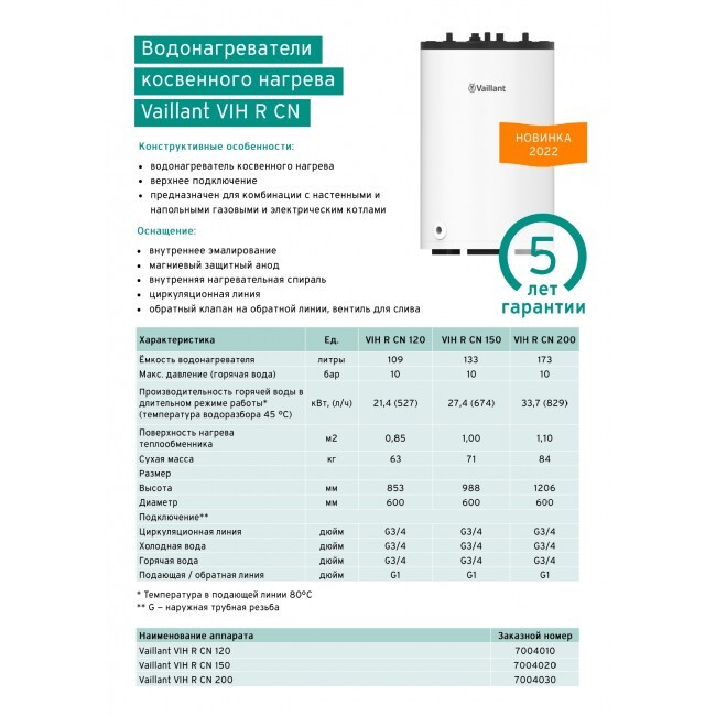 Vaillant Storage Tank 200л Бойлер косвенного нагрева 7004030