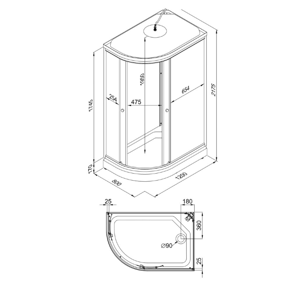 Triton Коралл душевой бокс 120*80*217 A Правая