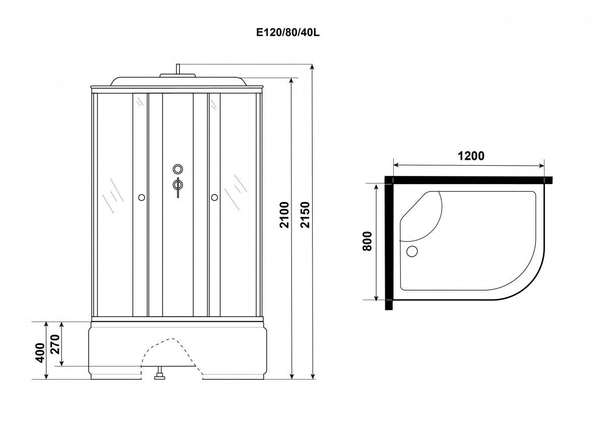 Niagara Eco Душевая кабина 120x80 Левая Тропический душ E120/80/40L/MT
