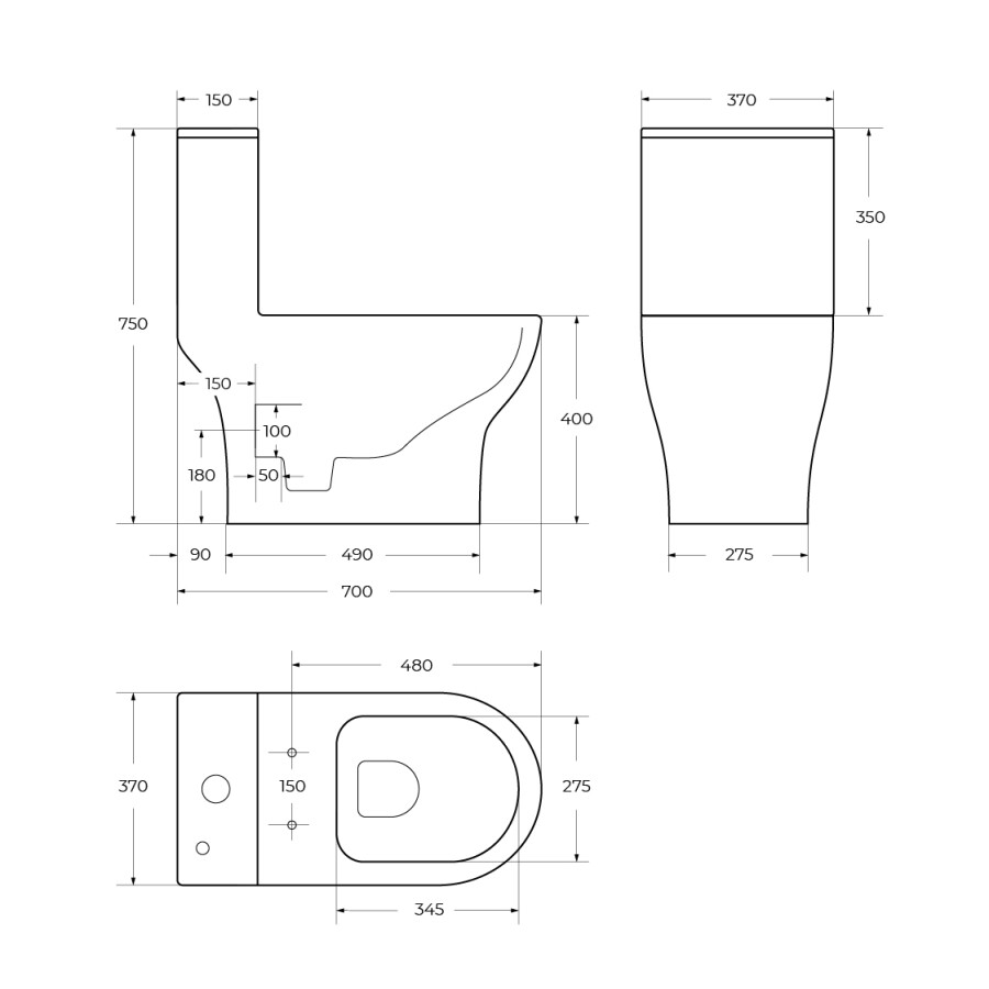 Унитаз моноблок безободковый с сиденьем BelBagno LOUNGE BB8618CPR-MN/SC
