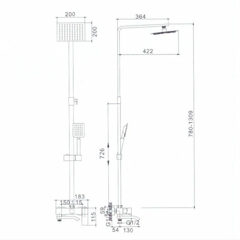 Haiba душевая система с изливом сталь матовая HB24815